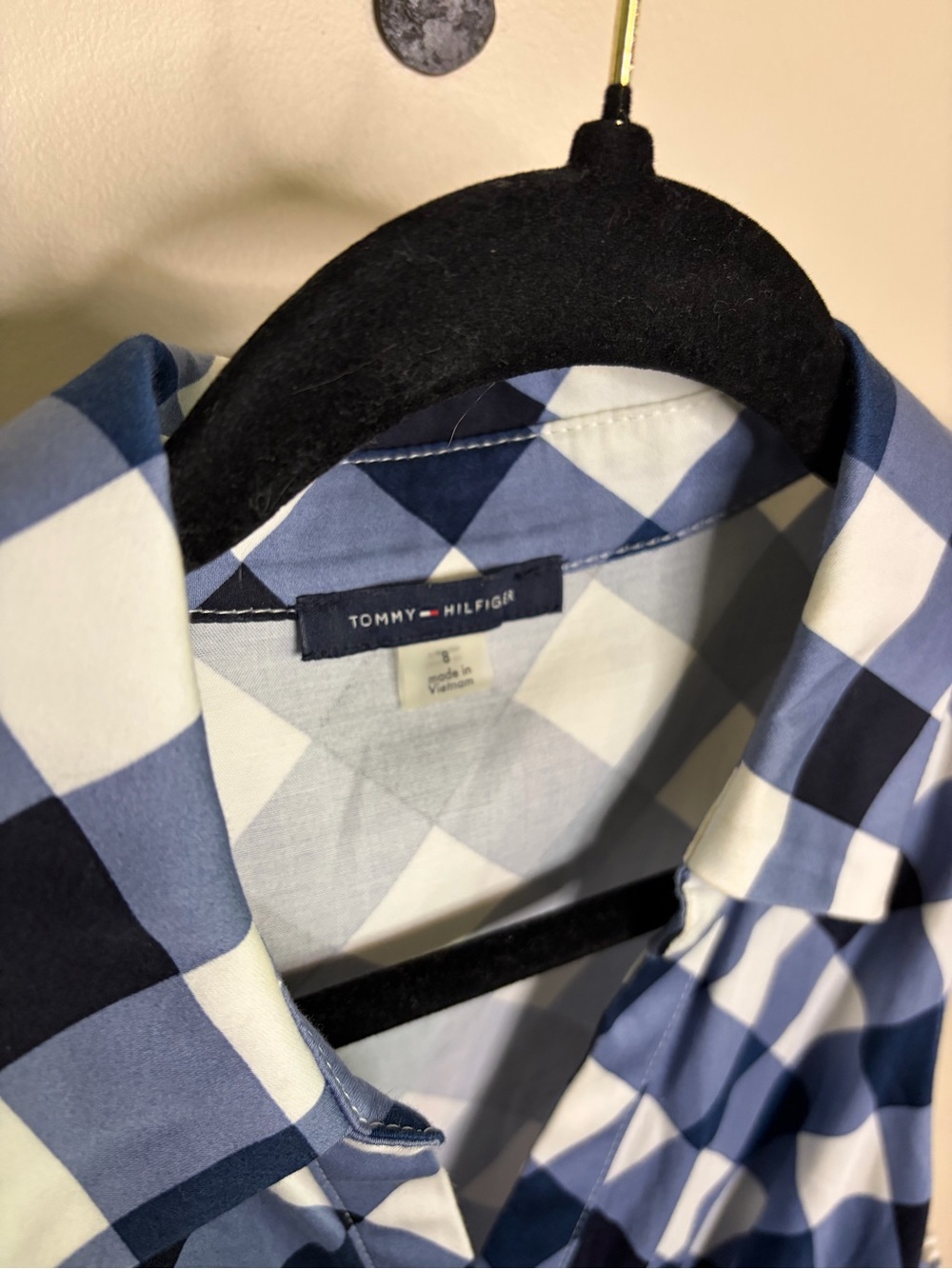 Tommy Hilfiger Navy and White Gingham Tie-Waist Midi Dress #1261 - Picture 7 of 14